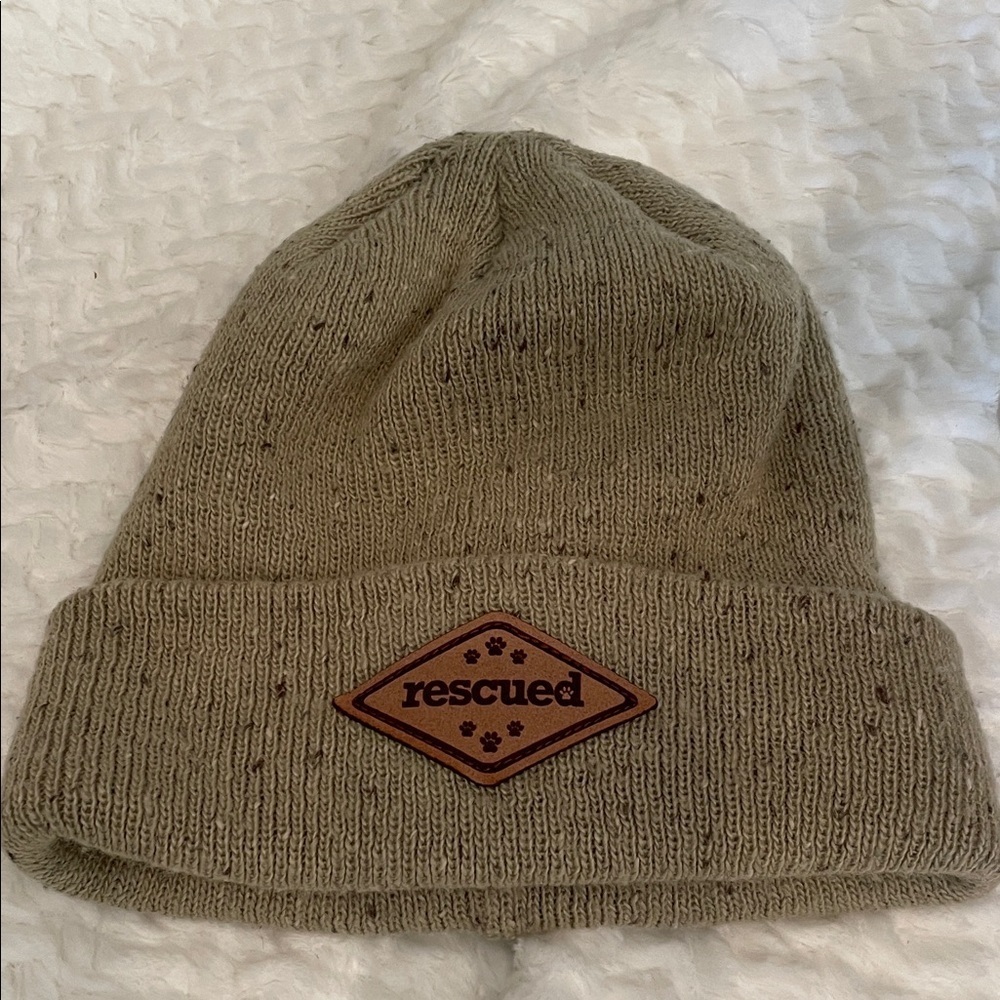 Olive Green Knit Beanie pet rescue